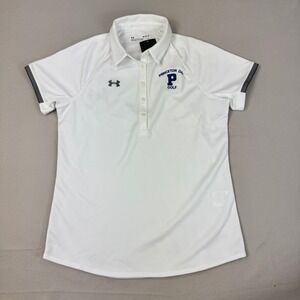 Under Armour Womens White Princeton Day Golf Polo Shirt Gray trim Sz Medium NWT